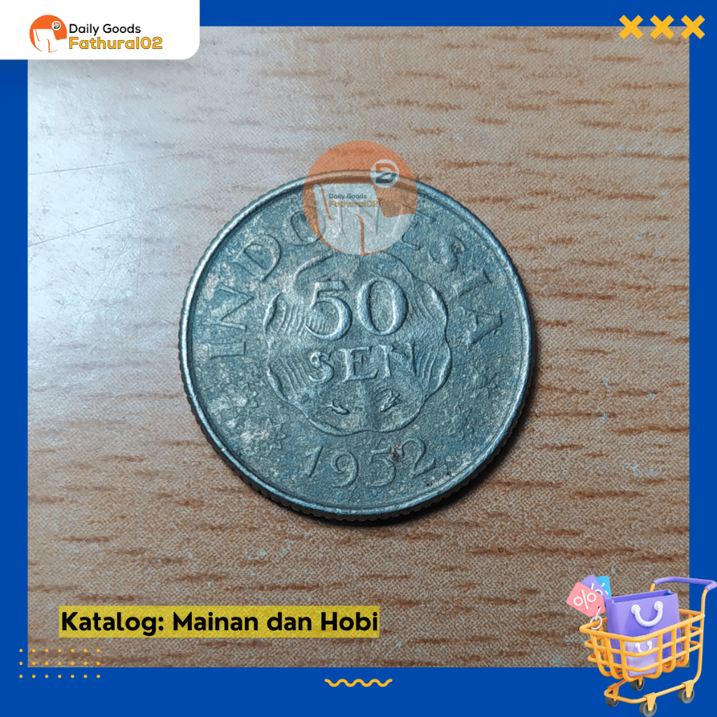 Uang Koin Kuno 50 Sen Emisi Tahun 1952 (Seri 1 / Diponegoro)