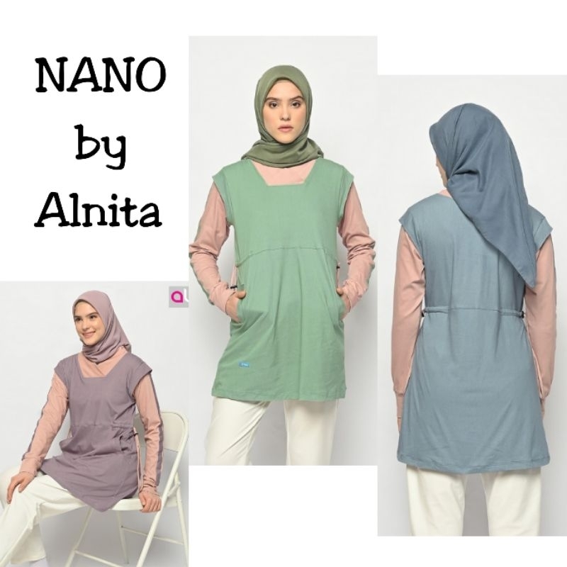 BISA COD - ATASAN KAOS ALNITA NANO FASHION MUSLIM TUNIK ALNITA
