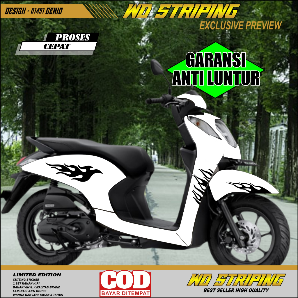 01491 CUTTING STICKER MOTOR GENIO MODEL API CUTTING STICKER MOTOR HONDA GENIO