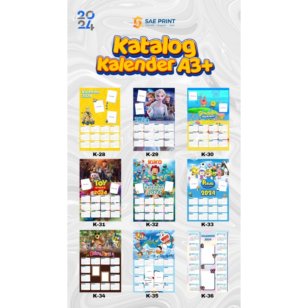 

Kalender Dinding Custom Karakter Foto Free Desain Art Paper 150 Gsm