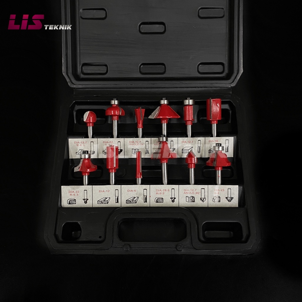 Mata Profil Kayu 1/4 set 12pcs BELTER Mata Router Ukir Kayu Router Bits Set
