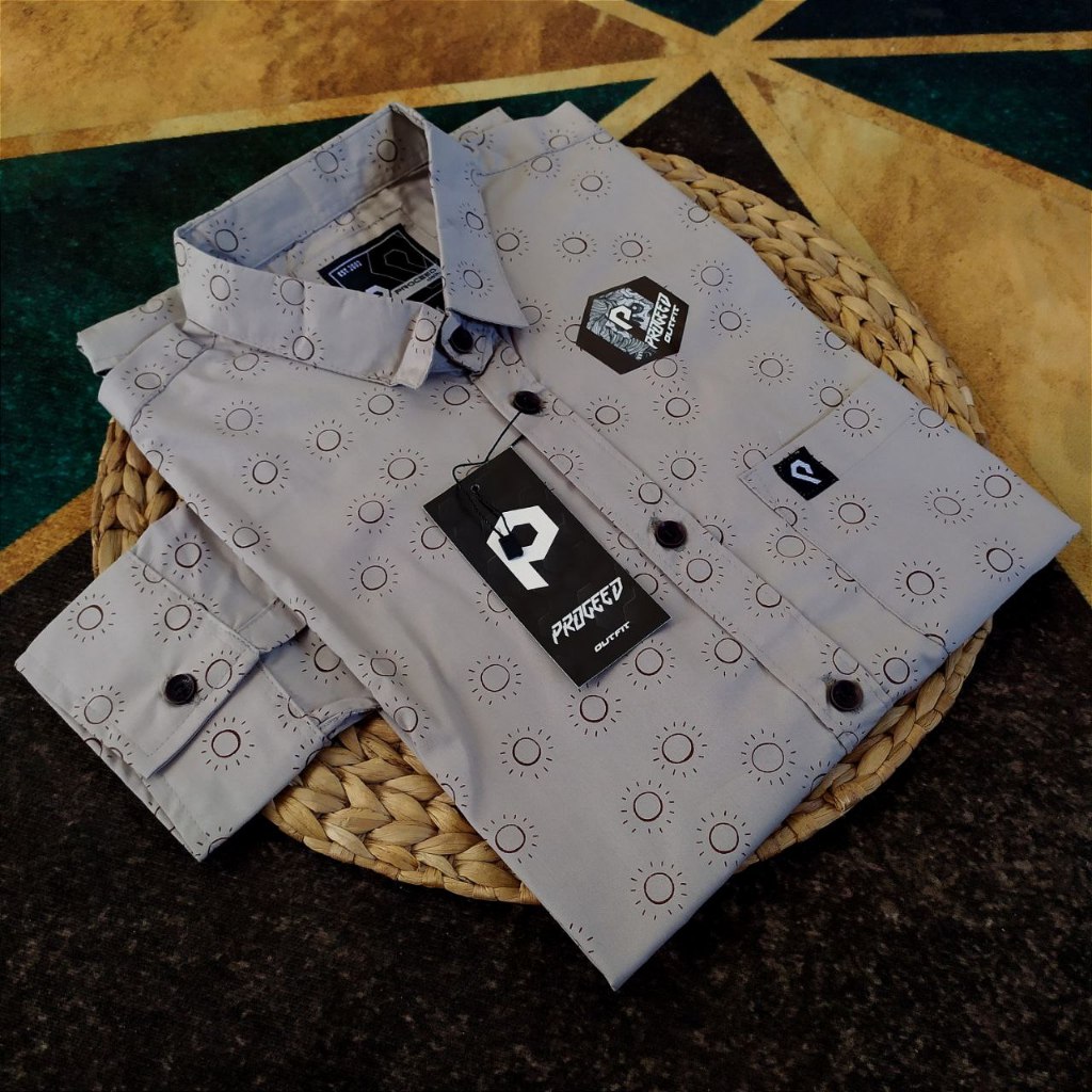 kemeja lengan panjang pria Kemeja motif Pantai Abstrak Vintage Casual kualitas distro