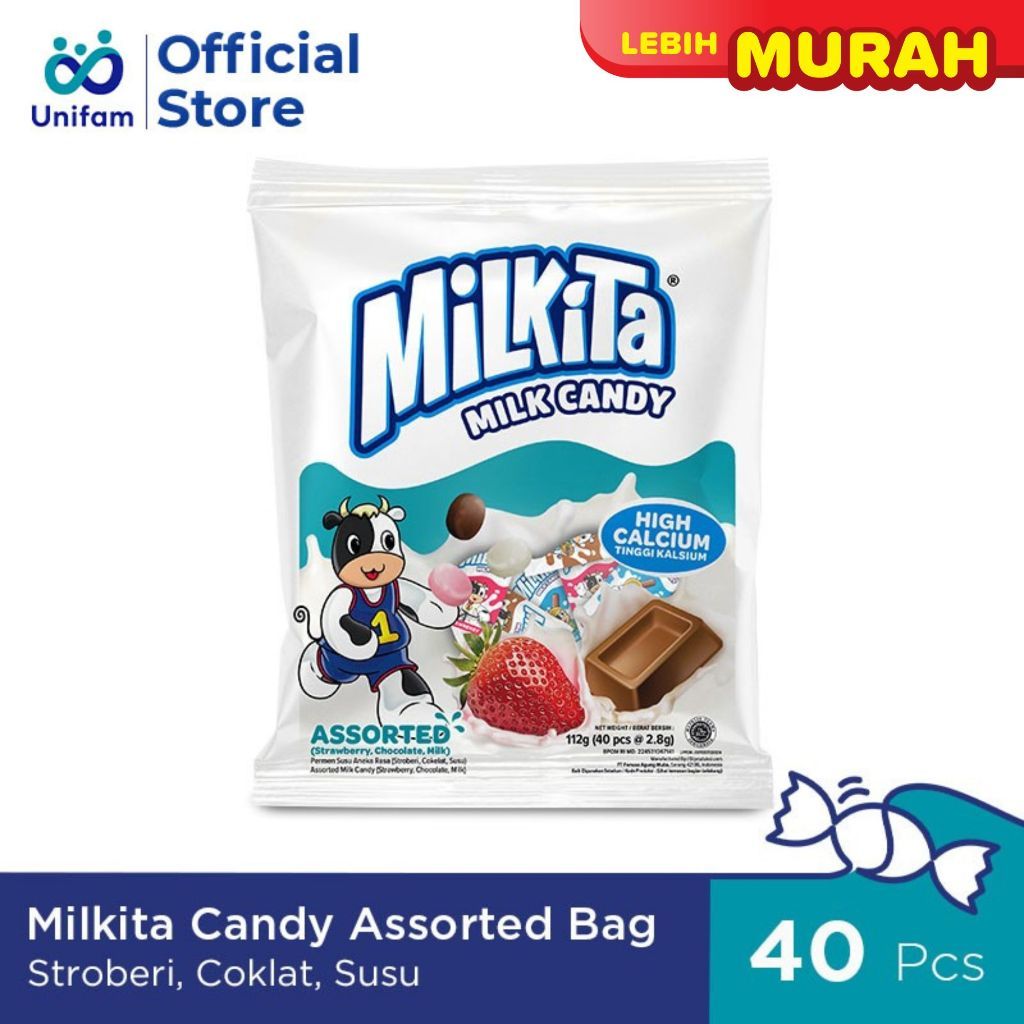 

[MT] ( candy bag ) Milkita Assorted Milk Candy - Netto 112 gr (Isi 40 bks x 2.3 gr)