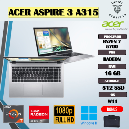 ACER ASPIRE 3 A315 RYZEN 7 5700 16 512GB 15.6FHD