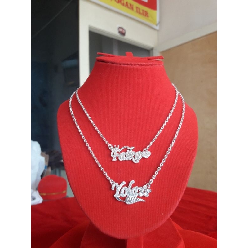 kalung nama anak atau dewasa / riquest nama/ kalung perak asli / kalung motif