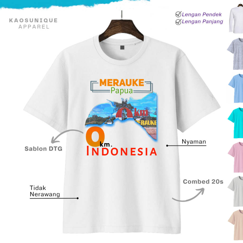 KAOS UNIQUE T-shirt Big Size Merauke Papua - Unisex Katun Combed 20s Sablon DTG Kaos Wisata