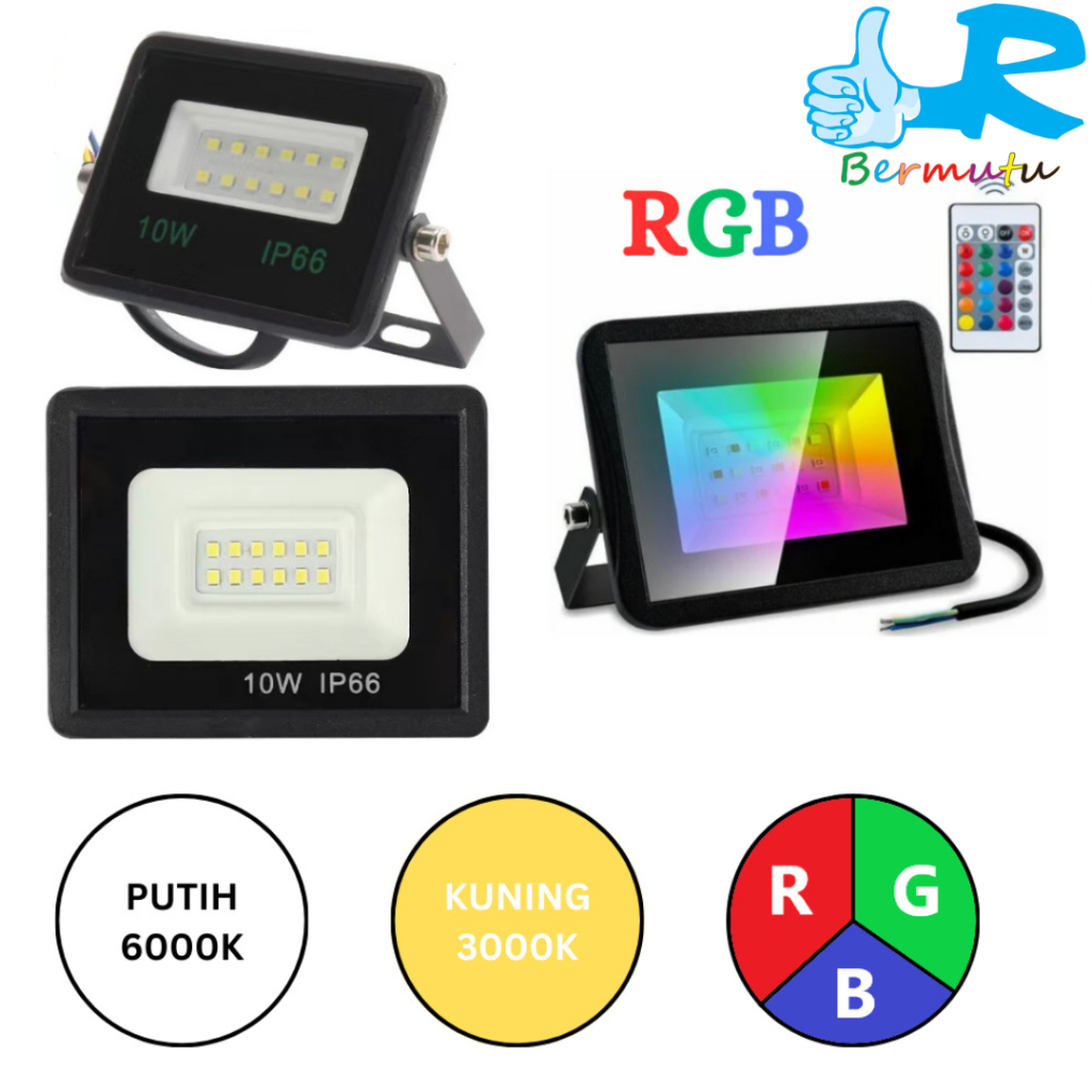 LAMPU TAMAN RGB 10 WATT SMD LAMPU SOROT LED 10W WARNA-WARNI LAMPU HIAS STUDIO BODY TEBAL