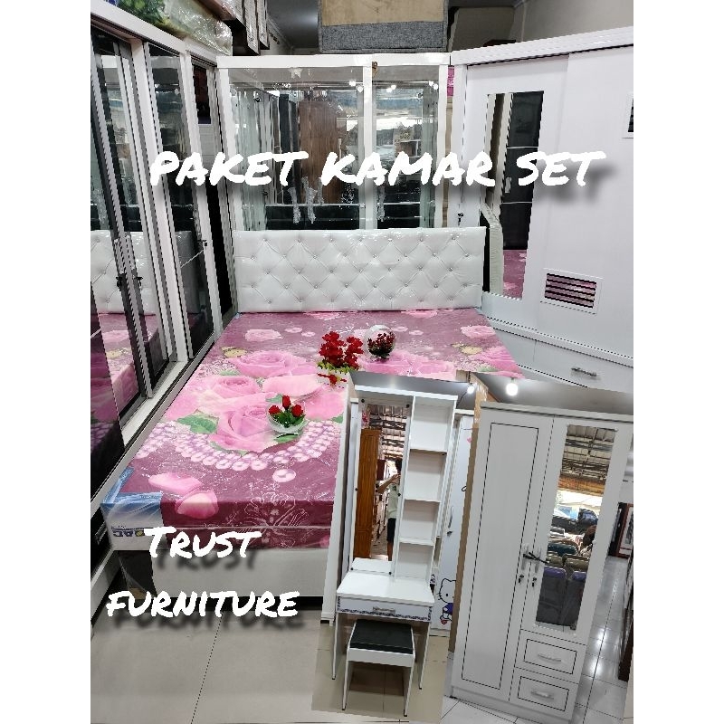 paket kamar set/ paket seserahan tempat tidur/kasur/lemari dan meja rias