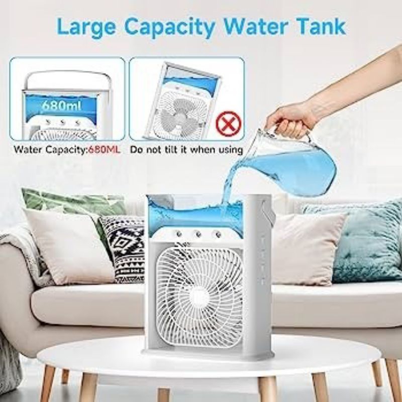 Air Cooler Fan Kipas Angin Lampu LED Portable Luna ACF01