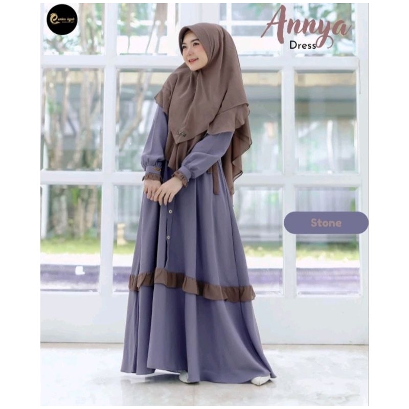 Preloved dress gamis annya set by Emka hijab bekas like new murah