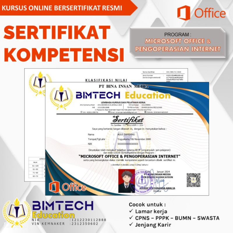 

SERTIFIKAT KOMPETENSI Aplikasi Perkantoran cocok untuk lamar kerja CPNS BUMN Swasta