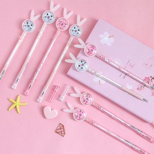 

DP Pena Cute Karakter Kupu-Kupu Payet Gliter Bunny Lucu Black Ink Gel Pulpen Gel Bolpen Gel Pastel Alat Tulis Motif Gliter Perlengkapan