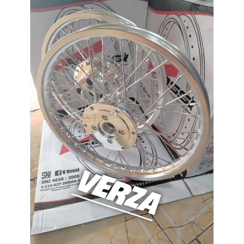 Velg Satu Set Jari Jari Ring 17 140-160-185-215 Merk Rossi Silver-Silver Untuk Motor VERZA Sepasang 
