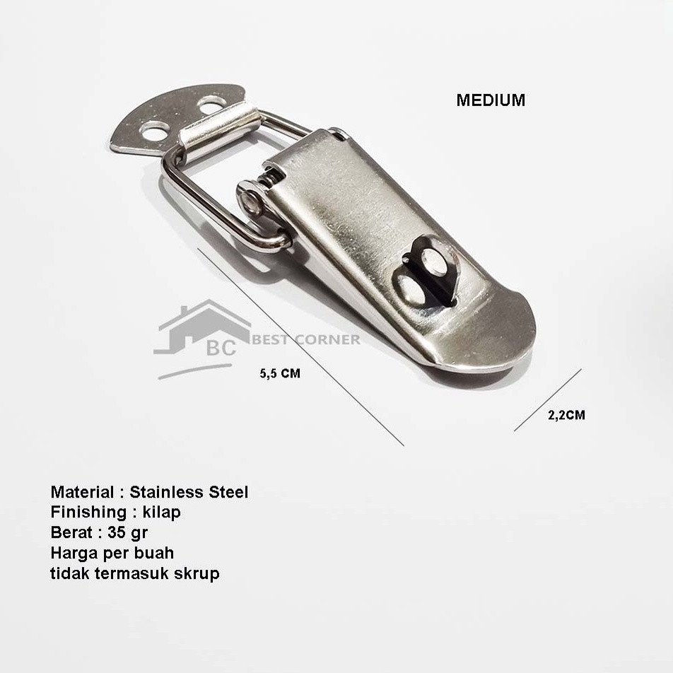 Kesempatan Terbatas Kaitan Koper MEDIUM  KUNCI STAINLESS STEEL  Overval  Kaitan peti