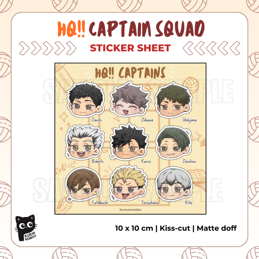 [kuroononeko] Haikyuu Captain Squad Sticker Sheet Oikawa Tooru Kuroo Tetsurou Bokuto Koutarou Daichi