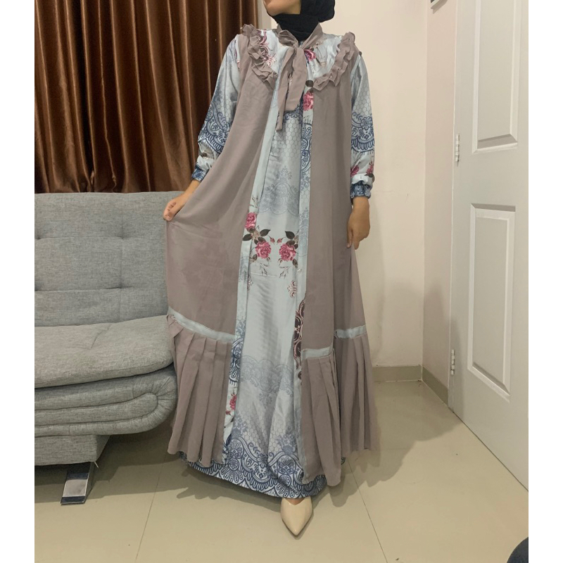 ZAKIYA Long Dress + Outer Ceruti // Gamis Silk + Outer Ceruti