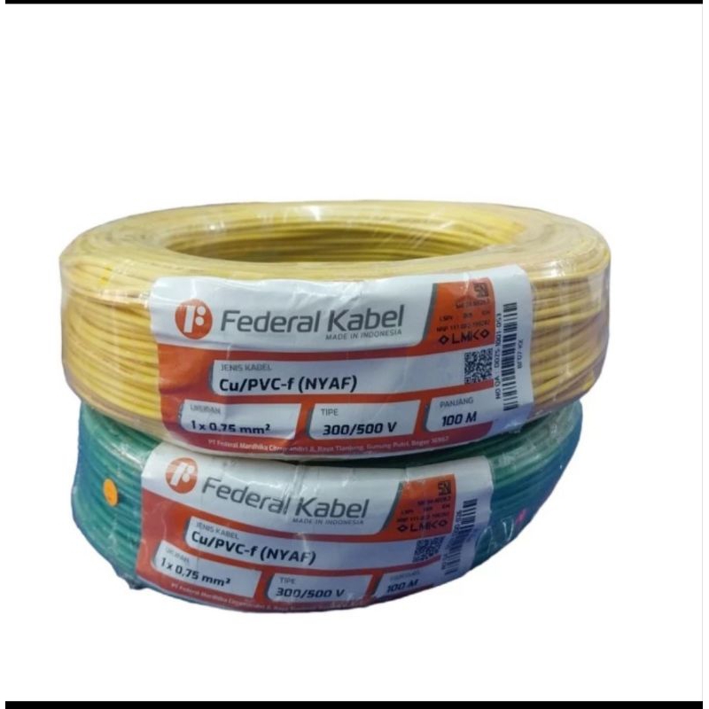 Kabel NYAF Serabut Tunggal 1×0.75 100 Meter Federal