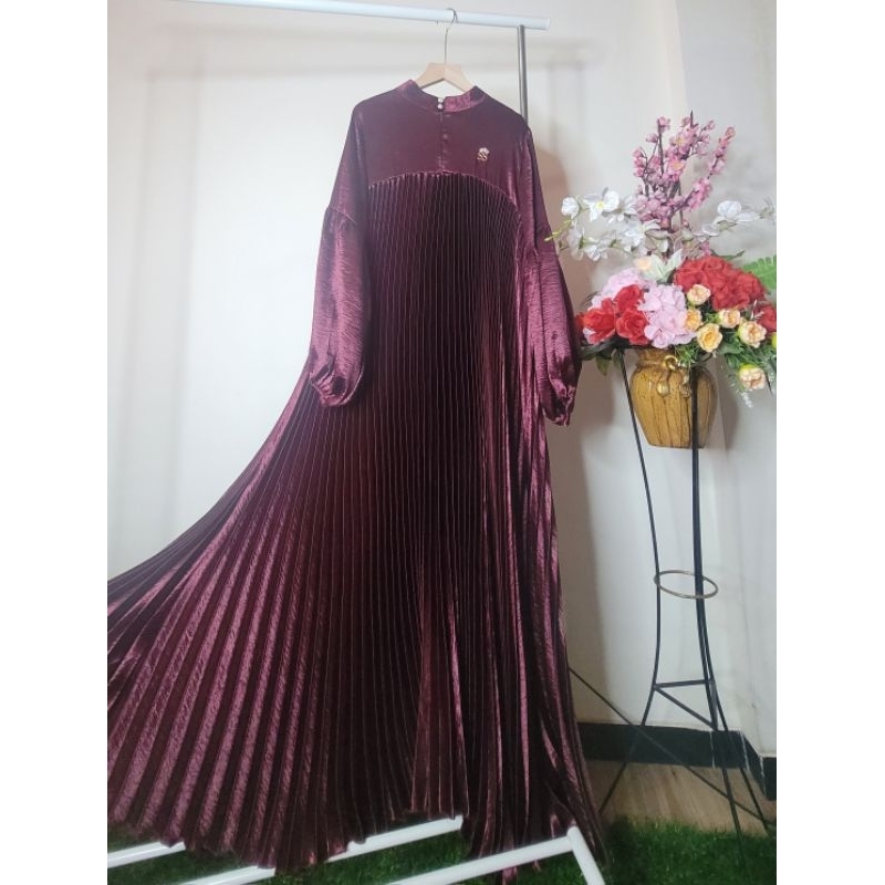 Gamis Plisket Polos Brand Original Shella Saukia