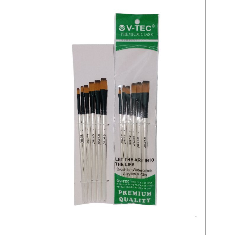 Vtec kuas Lukis set Cat Acrylic minyak air / Paint brush Acrylic Round flat / Vtec Round brush 0017H