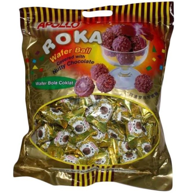 

Roka cokelat kemasan reffil - wafer cokelat ball - wafer ball coklat - bola bola cokelat roka - roka kemasan bag - roka jadul