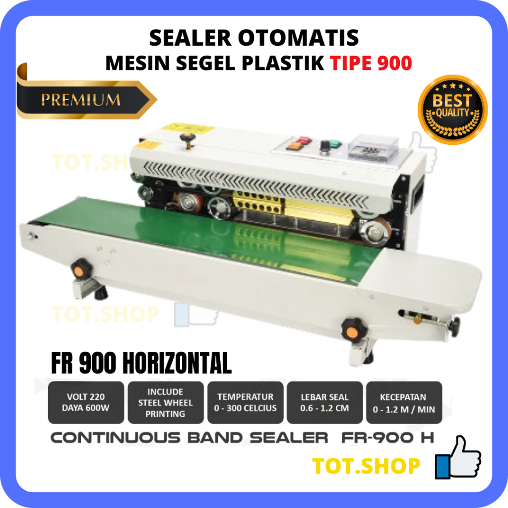 Mesin Sealer Otomatis Continuous Band Sealer Tipe 900 Horizontal Band Sealer Mesin Segel Plastik FR9