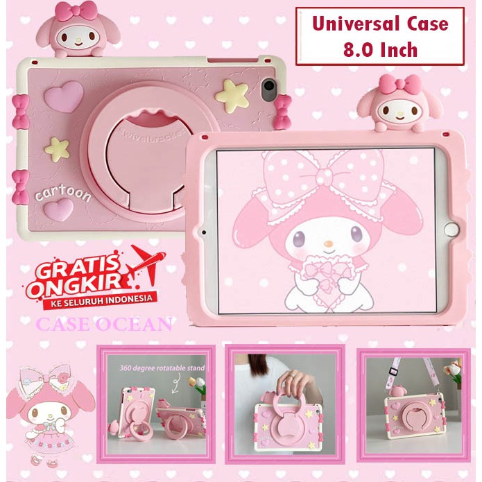 Samsung Tab A8 2016 P355 SoftCase Soft Case Anak Kids My Melody Ring Rotating 360 Lucu Free Tali Sta