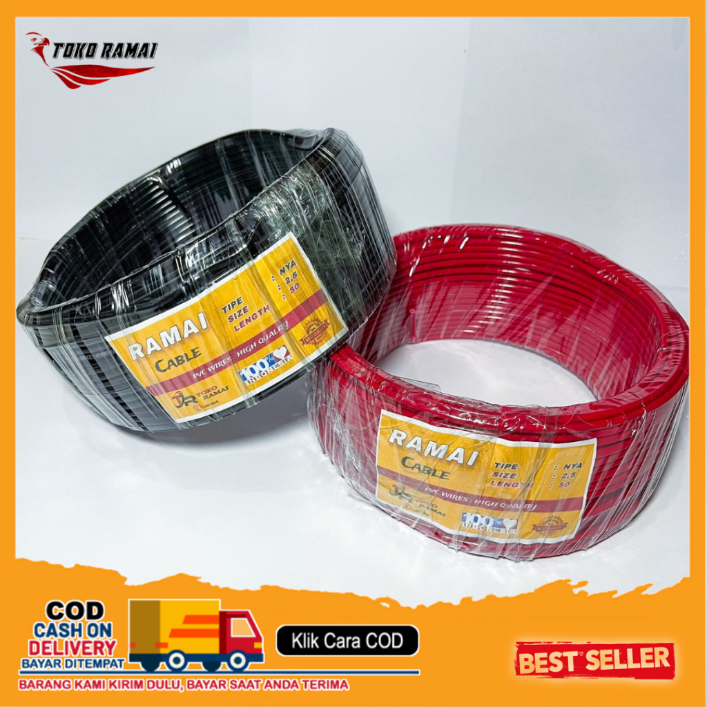 KABEL NYA 2.5mm 50M Yard Merk RAMAI / KABEL NYA 50 METER