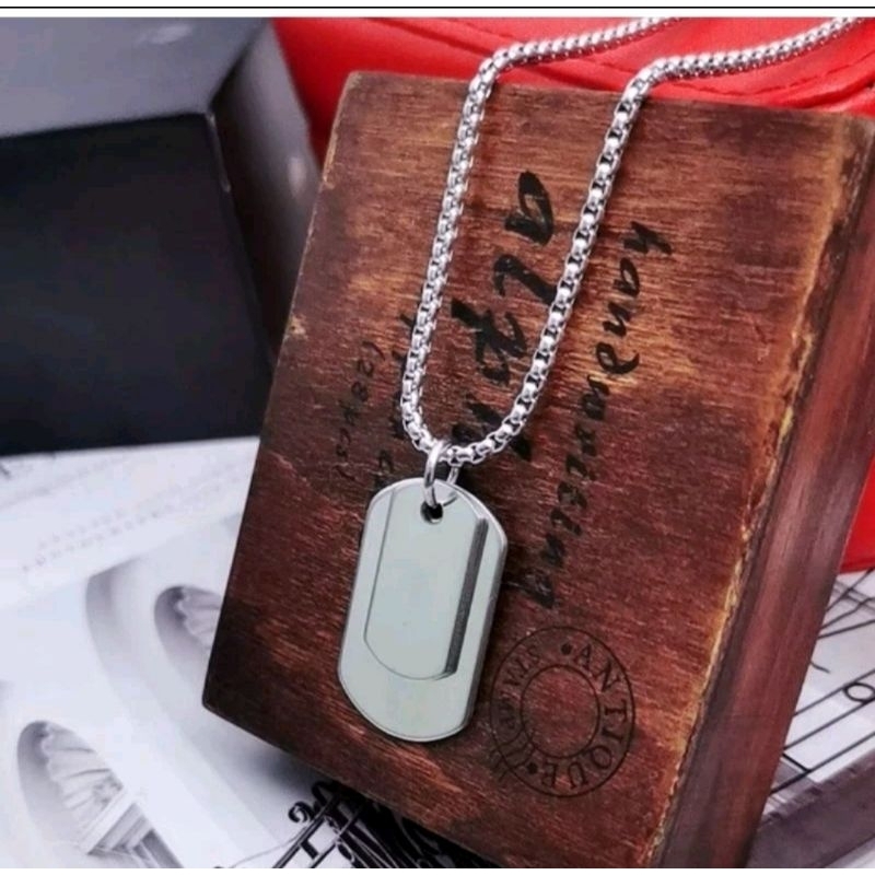 kalung TITANIUM pria dan wanita rantai rolrol liontin army anti karat