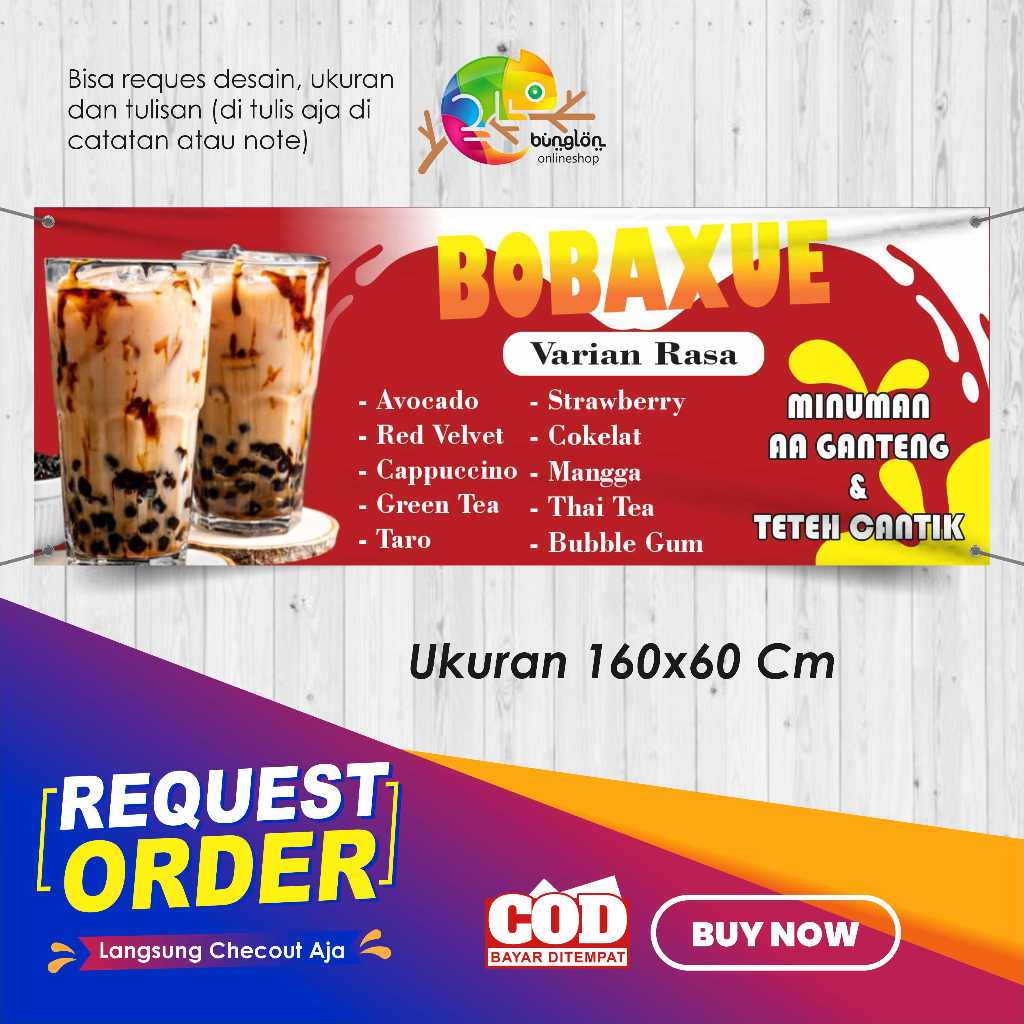 Spanduk 160x60 Banner Minuman Boba Custom Desain
