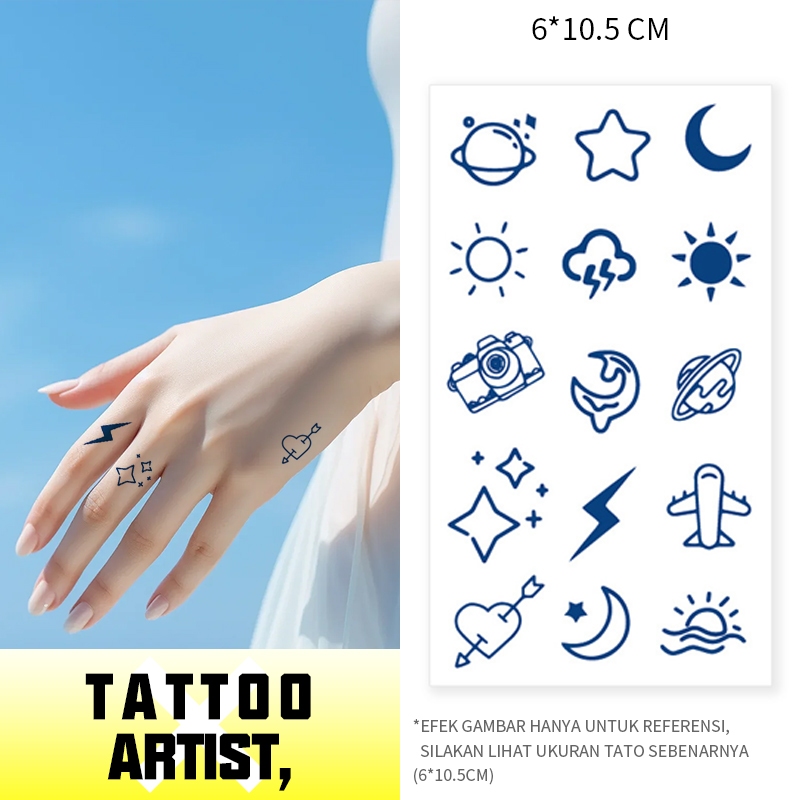 tato,tatto,Tangan, pola kecil, bulan, bintang, matahari, awan, hati,tato temporer,tato temporer, tah