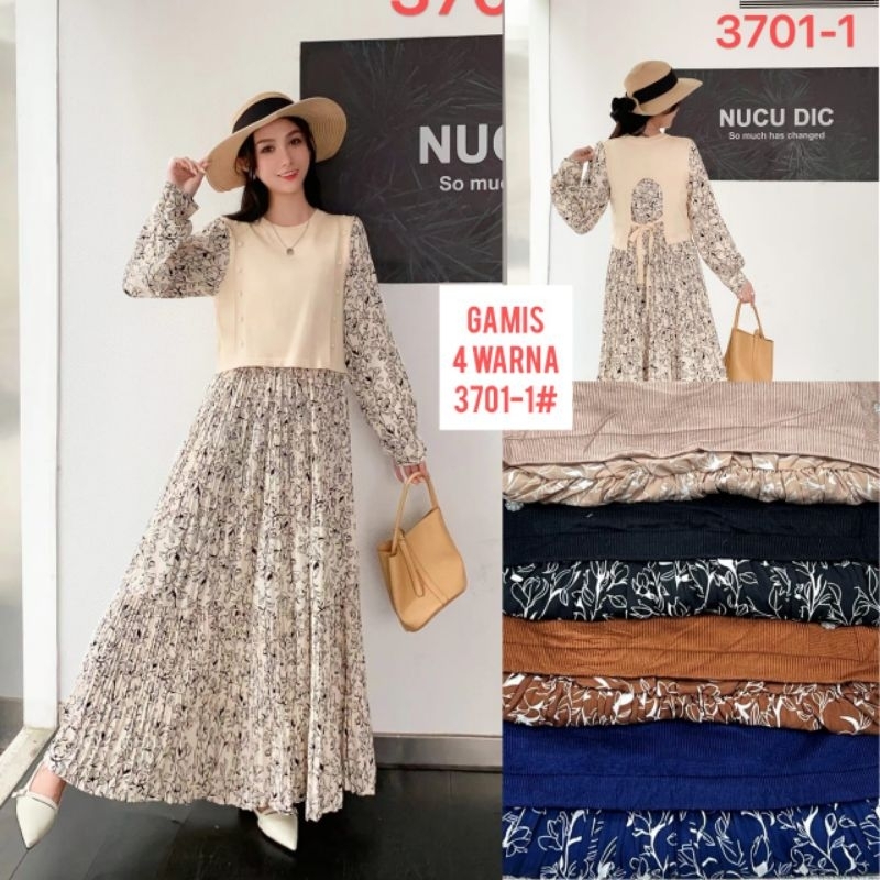 Gamis Rajut Zara Kombi Bunga Plisket Import by Zara Woman