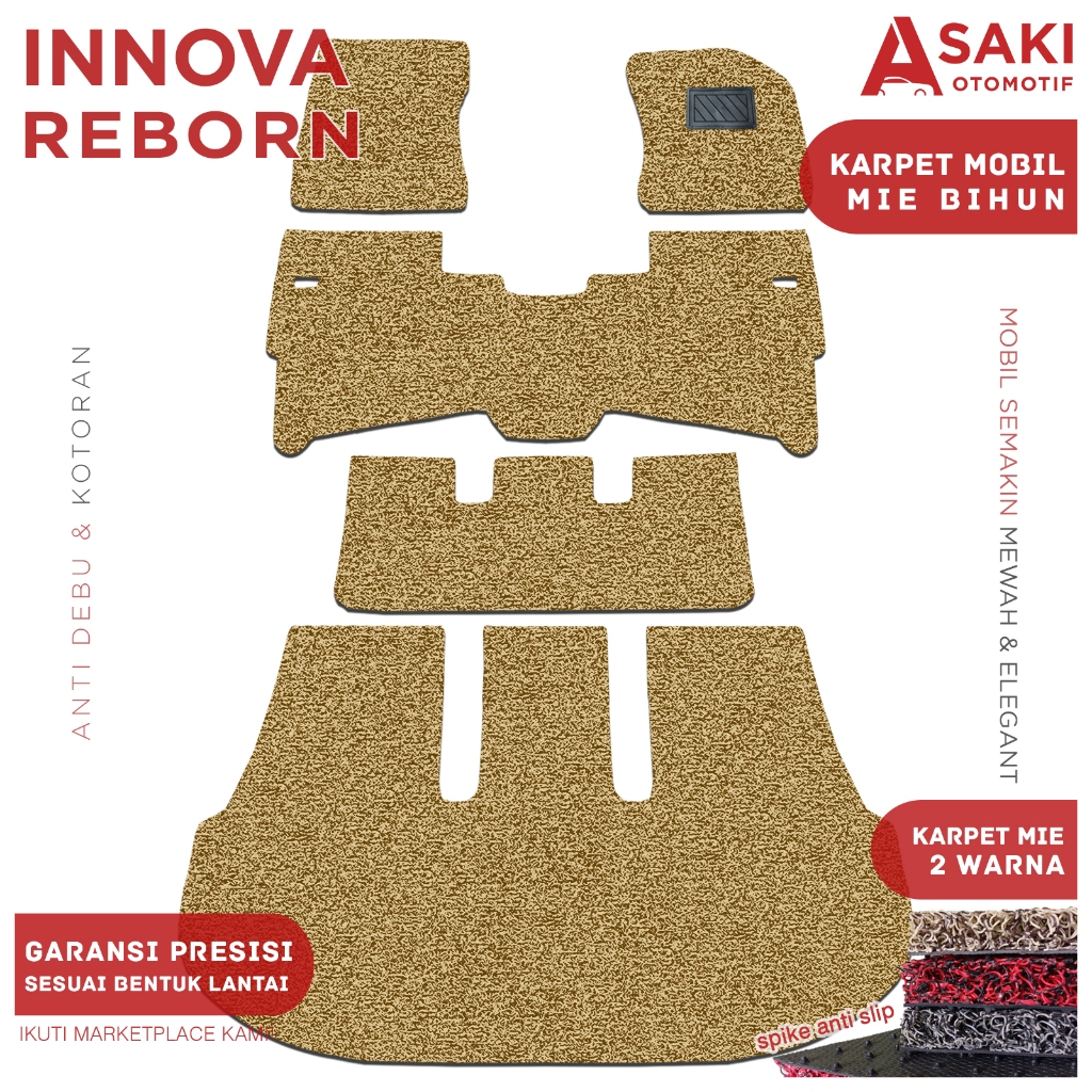 Karpet Mie Mobil INNOVA REBORN 2016-2023 Full set - Include Footplate Antislip karpet Supir - Bihun 