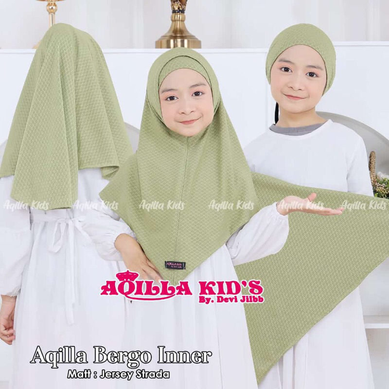 Hijab Aqilla Inara Kids / Bergo Anak Bahan Jersey Strada Include Dalaman Hijab