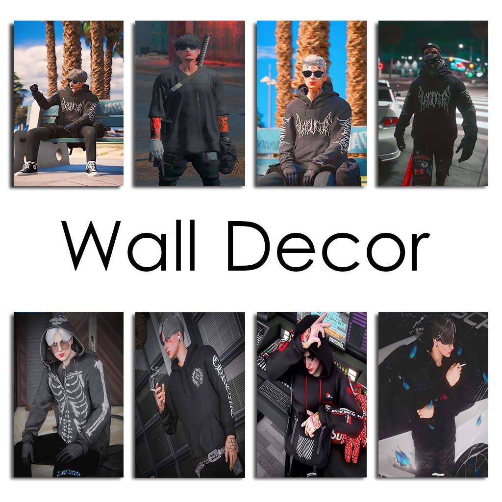 (Paketan)HIASAN DINDING GTA ONLINE AESTHETIC / POSTER KAYU / WALL DECOR / DEKORASI RUMAH / HIASAN KA