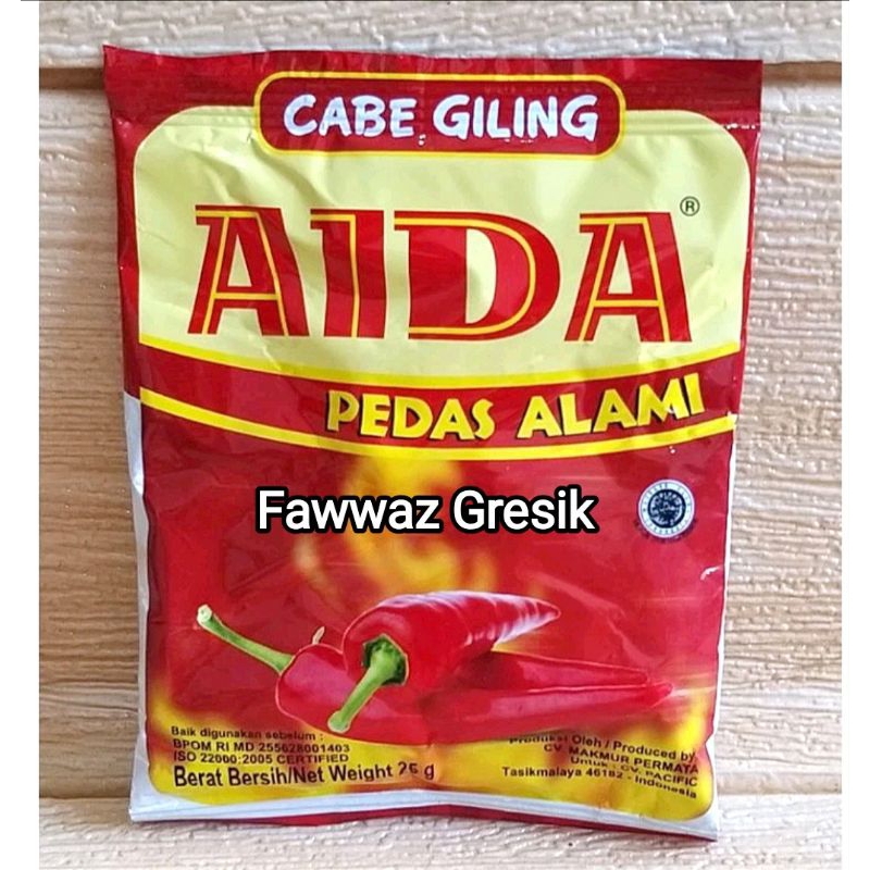 

Aida Cabe Bubuk Giling 25gr / Cabe Bubuk Aida 25 gr / Cabe Giling Aida Pedas Alami 25 gram