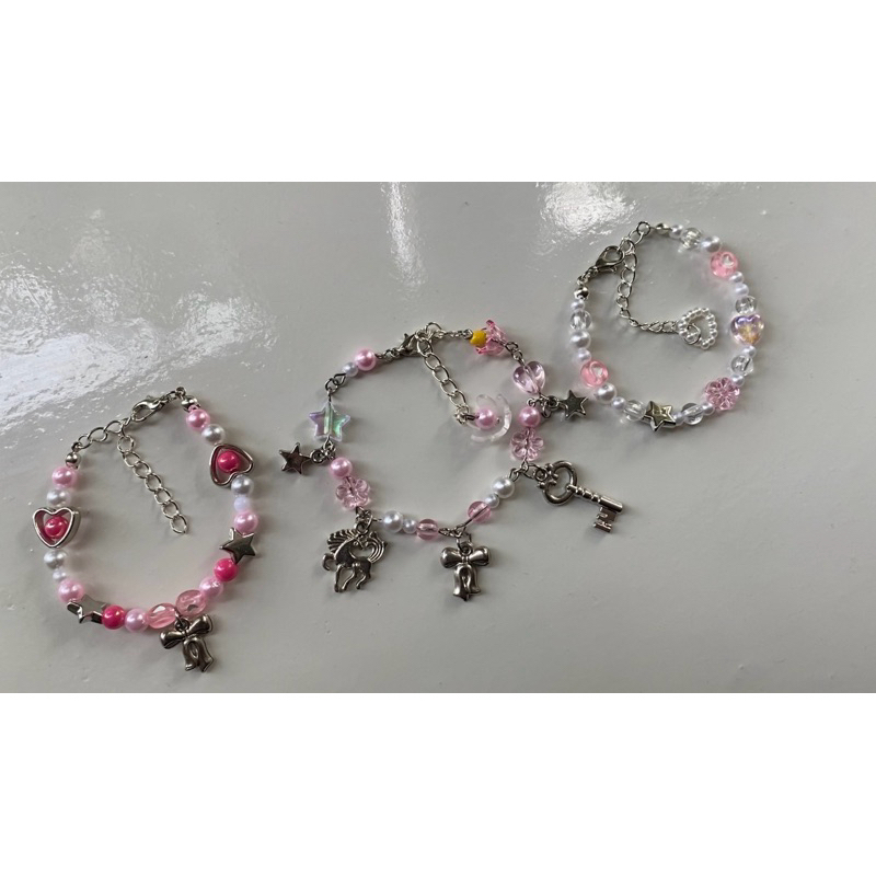 gelang manik manik aesthetic pink murah meriah