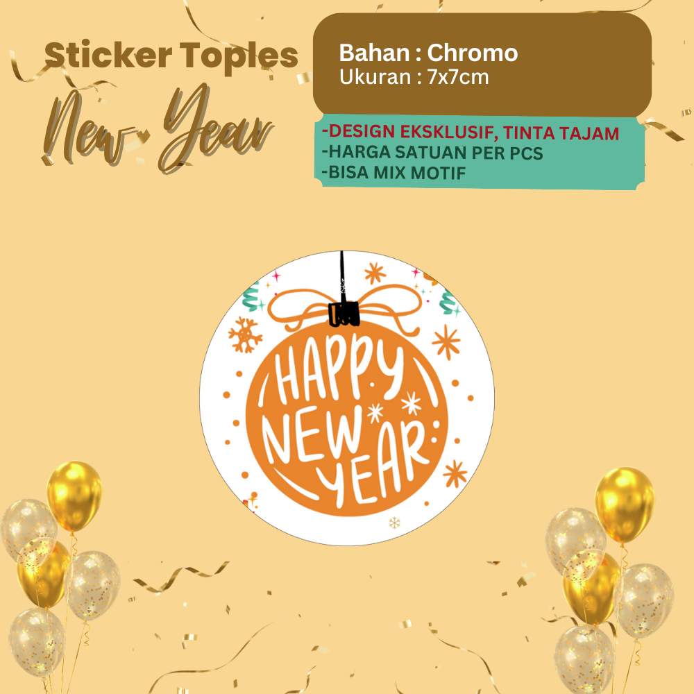 

Sticker Tahun Baru Stiker Happy New Year Toples Cookies Hampers by Hapunni