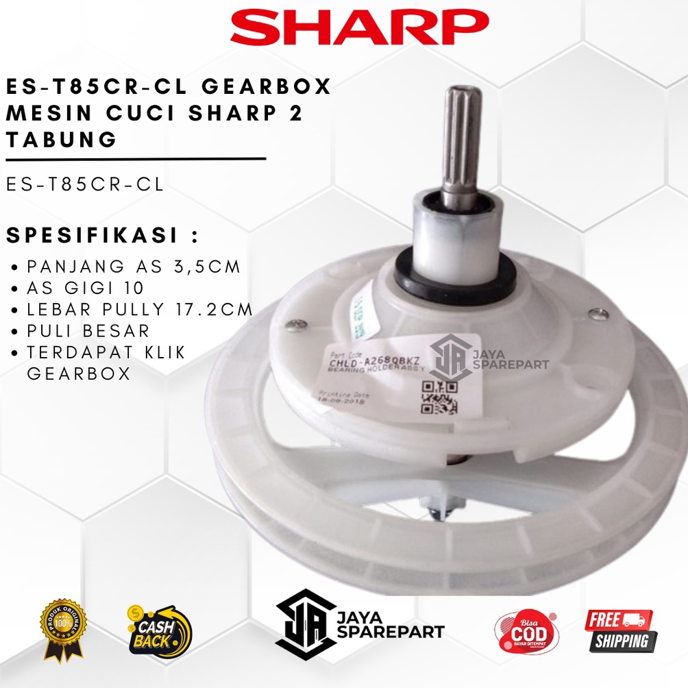 Murah EST85CR GEARBOX SHARP 2 TABUNG  GEAR BOX MESIN CUCI SHARP EST85CR 2 TABUNG GIGI 1 KARYAJAYASPAREPART 8Y