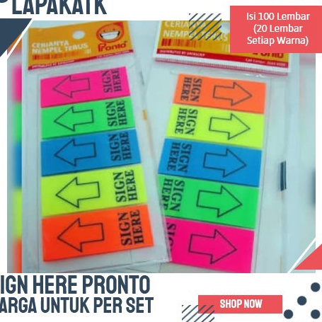 

Kirim Sekarang Sticky Note SIGN HERE PRONTO PER SET