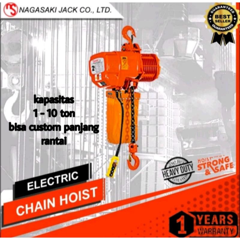 ELECTRIC CHAN HOIST 1 TON 12 MTR 380V NAGASAKI JAPAN