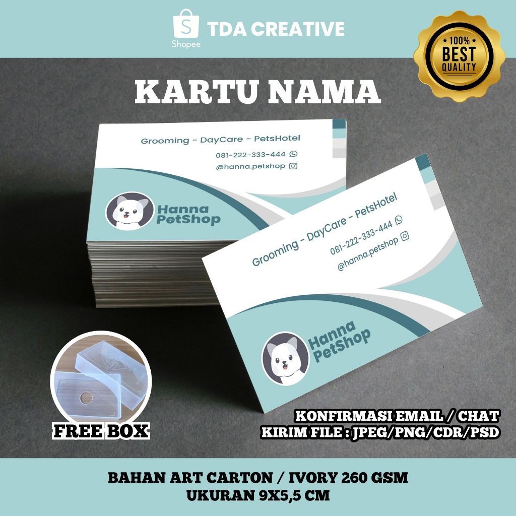 

KARTU NAMA CUSTOM ISI 100 PER BOX || GRATIS DESAIN