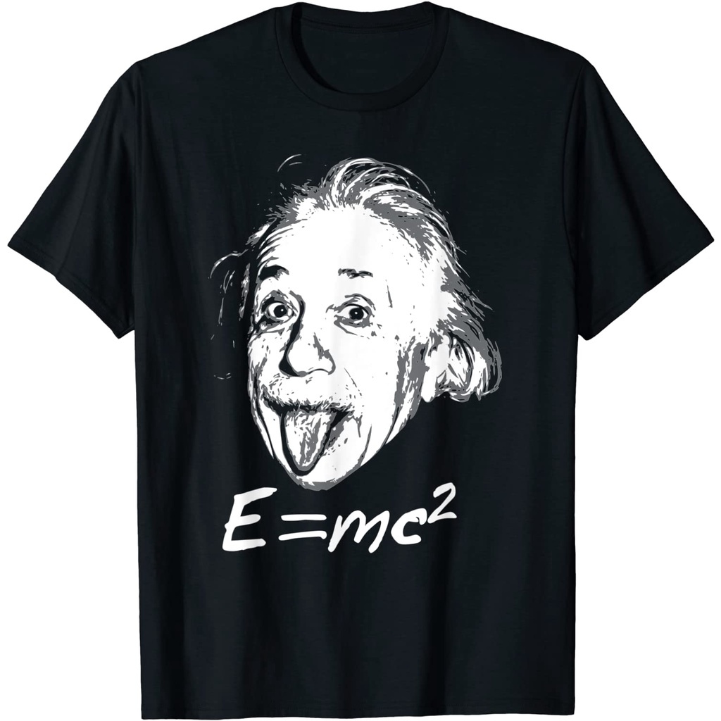 BAJU KAOS Nerdy Einstein sticking tongue out E=mc2 Physics Teacher T-Shirt - Baju Einstein - Kaos Pr