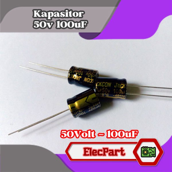 1 Pcs Elco Kapasitor 50volt 100UF Baru Original Jackcon