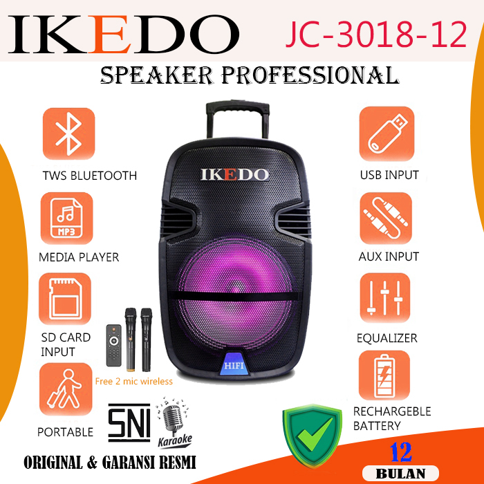 SPEAKER BLUETOOTH PORTABLE 12 INCH IKEDO JC-3018-12