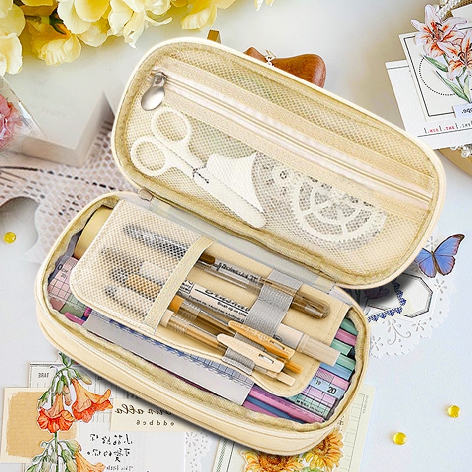 

SeamiArt Kawaii Flexible Macaron Multifunction 2 Layers Pencil Case Pen Bag Tas pensil Kantong pen xqr