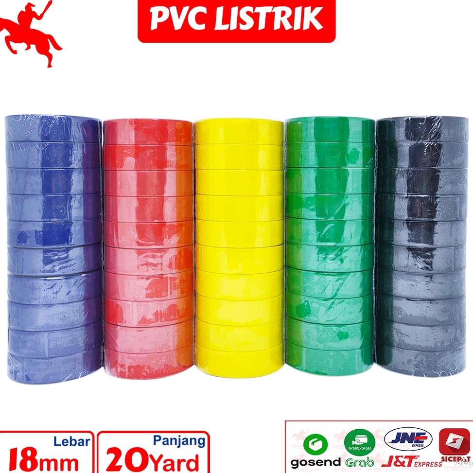 

Isolasi Lakban Solatip Listrik Kabel Listrik PVC Ksatria Tape 18MM X 15 2 Yard Slop jnq