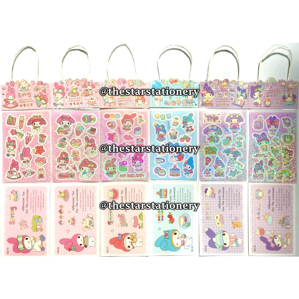 

(1 Set Isi 4 Lembar) Sticker Sanrio Glitter SZ/191 Postcard 15*10 Cm / Sticker Sanrio Anti Air