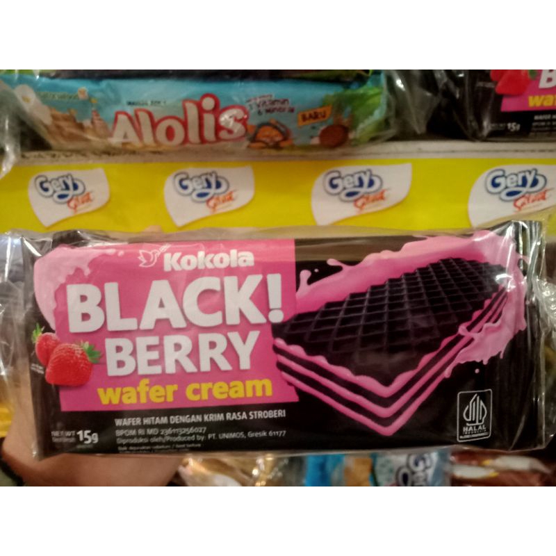 

Kokola Wafer Hitam Dengan Krim Rasa Strobery 15gr x 10Pcs