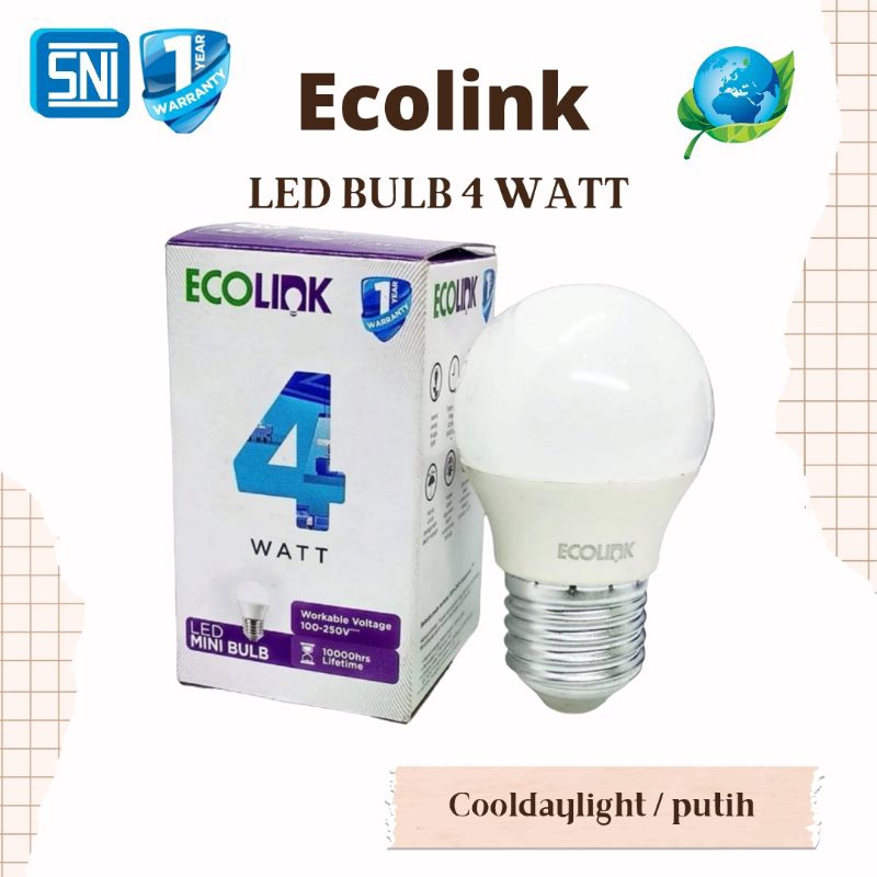 Lampu Led Bulb Ecolink 4 Watt E27 6500K - Putih