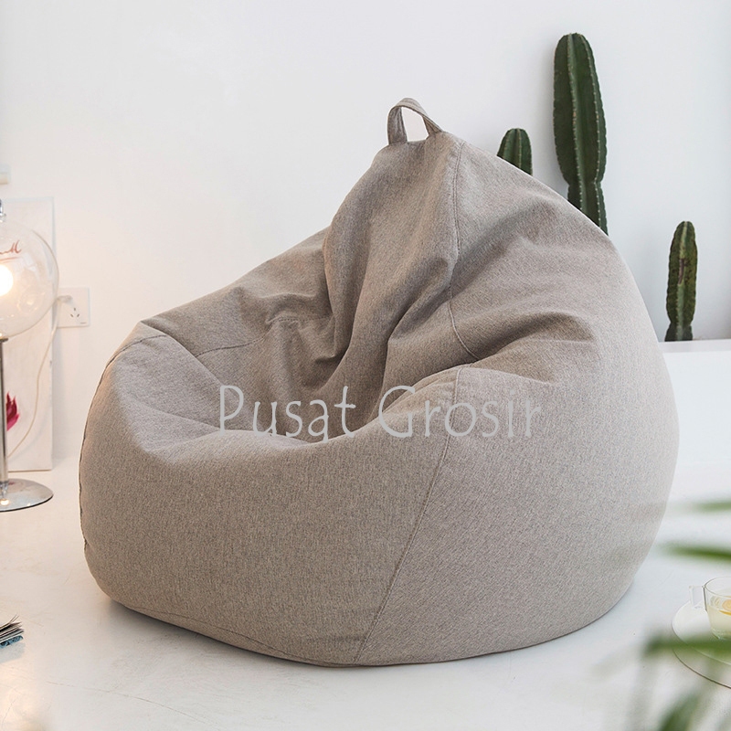 Kursi Santai Bean Bag Sofa Bulat Bahan Katun Motif Solid Isi Styrofoam Siap Pakai